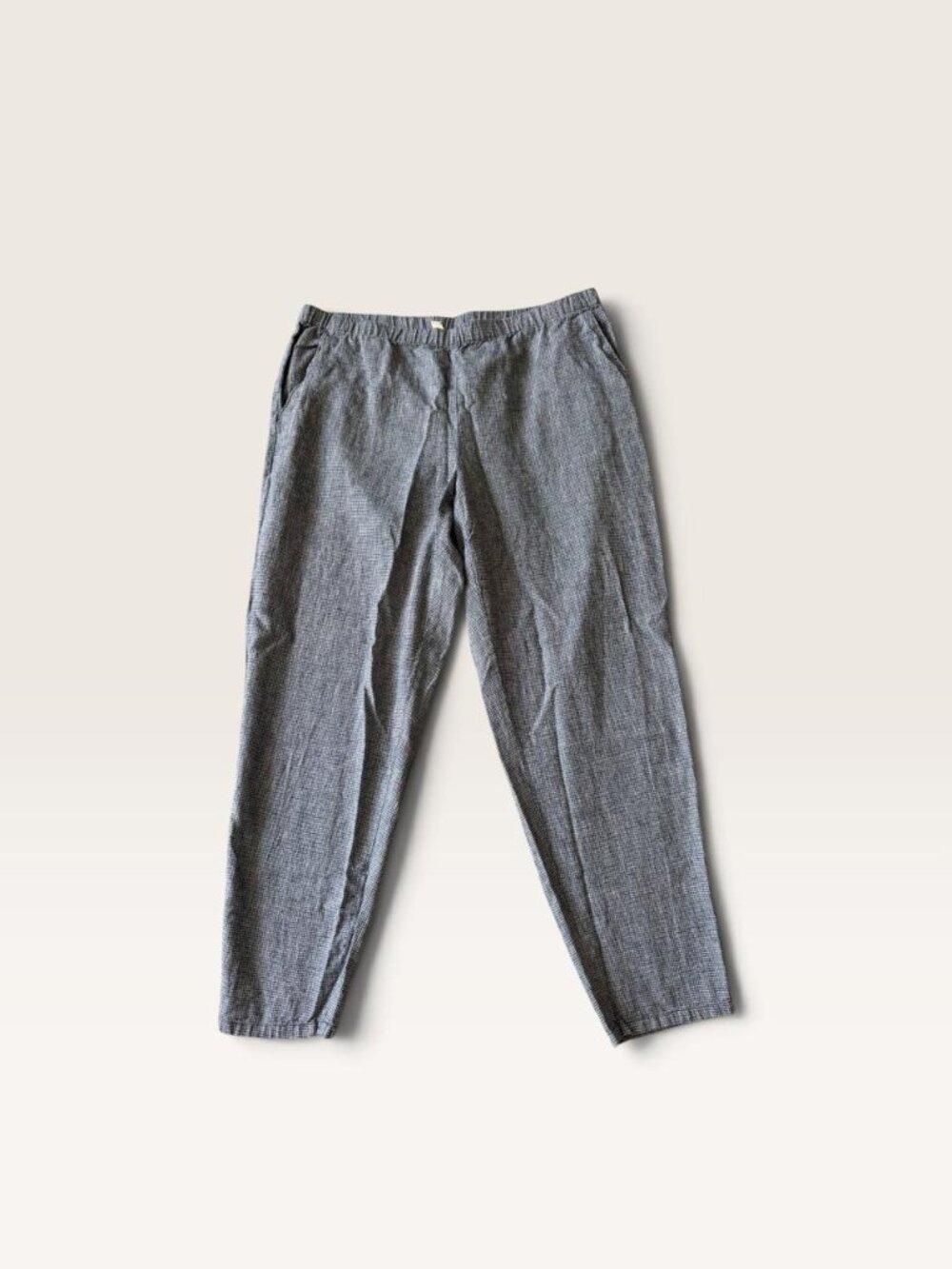 Eileen Fisher Tweedy Hemp Cotton Lantern Pants M White Black Navy PullOn Organic